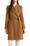Ralph Lauren Belted Wool Blend Wrap Coat In New Vicuna