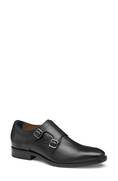 Johnston & Murphy Danridge Monk Shoe In Black Full Grain