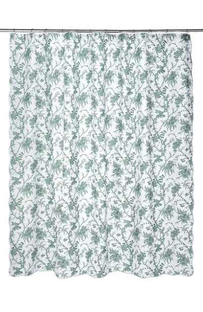 Matouk San Cristobal Toile Print Cotton Shower Curtain In Green