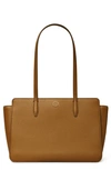 Tory Burch Robinson Pebbled Small Leather Tote In Bistro Brown