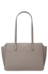 Tory Burch Robinson Small Leather Tote In Gray Heron