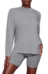 Skims Boyfriend Long Sleeve T-shirt In Dark Heather Gray