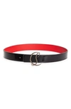 Christian Louboutin Logo Buckle Lizard-embossed Leather Belt In Black