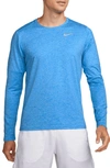 Nike Element Dri-fit Long Sleeve Running T-shirt In Light Photo Blue/ Blue Chill
