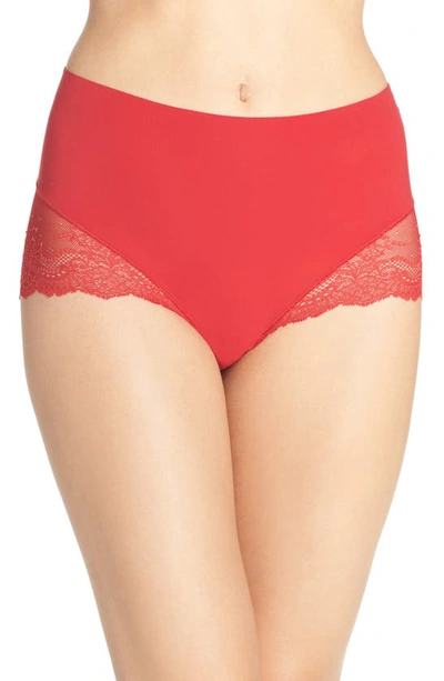 Spanx Undie-tectable Lace Hi-hipster Panties In Red Pop