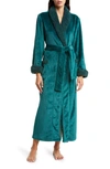 Natori Faux-shearling Sherpa Robe In Cypress Green