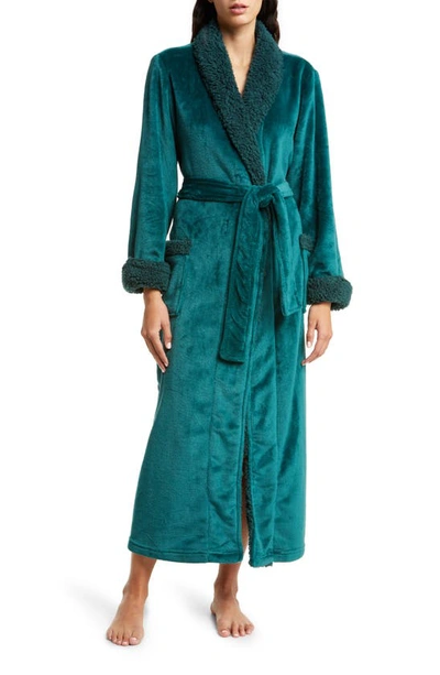 Natori Faux-shearling Sherpa Robe In Cypress Green