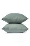 Coyuchi Cloud Set Of 2 Brushed Organic Cotton Flannel Pillowcases In Cypress