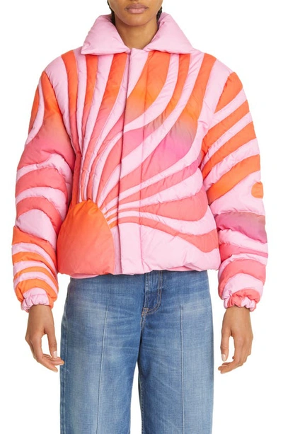 Erl Unisex Sunset Puffer Coat Woven In Multicolor
