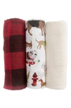 Little Unicorn Kids' 3-pack Muslin Swaddle Blanket In Woof
