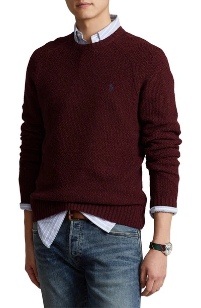 Polo Ralph Lauren Textured Wool-blend Sweater In Burgundy Donegal