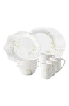 Juliska Floral Sketch Jasmine 16 Piece Dinnerware Set, Service For 4 In White Wash
