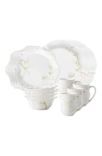 Juliska Floral Sketch Jasmine 16 Piece Dinnerware Set, Service For 4