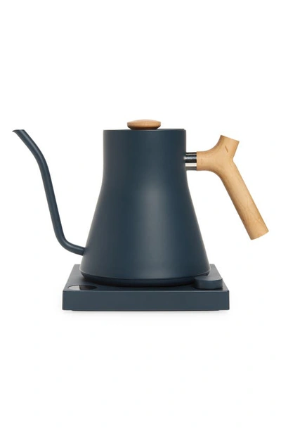 Fellow Stagg Ekg Electric Pour Over Kettle In Stone Blue With Maple Accents