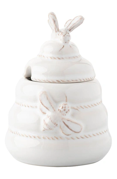 Juliska Clever Creatures Henrietta Whitewash Honey Pot In White Wash