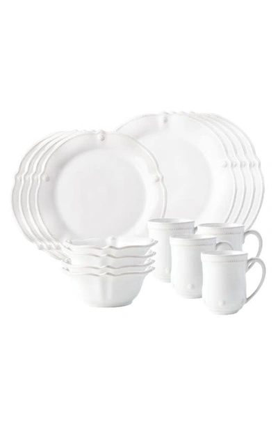 Juliska Berry & Thread Whitewash 16 Piece Dinnerware Set, Service For 4 In White Wash