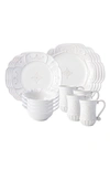 Juliska Jardins Du Monde Whitewash 16 Piece Dinnerware Set, Service For 4 In Whitewash