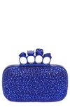 Alexander Mcqueen Skull Crystal Embellished Four-ring Box Clutch In Electric Blue