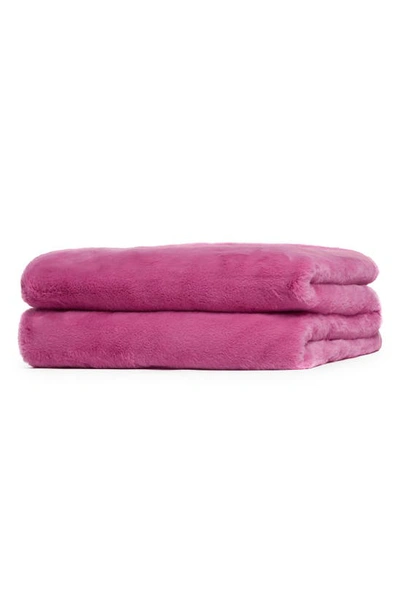 Apparis Brady Faux Fur Throw Blanket In Pink
