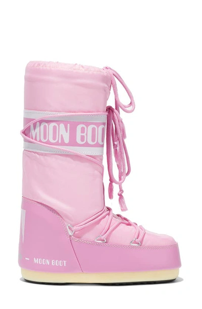Moon Boot Kids' Womens Pink Lace-up Nylon Snow Boots 6-8