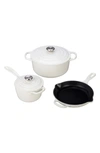 Le Creuset 5-piece Signature Enameled Cast Iron Cookware Set In White