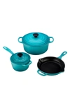 Le Creuset 5-piece Signature Enameled Cast Iron Cookware Set In Caribbean