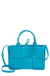 Bottega Veneta Mini Acro Woven Leather Crossbody In Blue