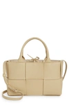 Bottega Veneta Mini Arco Intrecciato Leather Tote In Porridge-gold