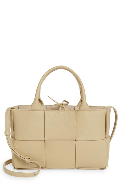 Bottega Veneta Mini Arco Intrecciato Leather Tote In Porridge-gold