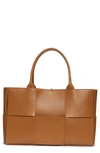 Bottega Veneta Arco Mini Intrecciato Leather Tote In Camel 20-gold