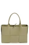 Bottega Veneta Arco Medium Intrecciato Napa Tote Bag In Travertine-gold