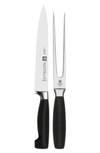 Zwilling Four Star Two-piece Carving Set In Black