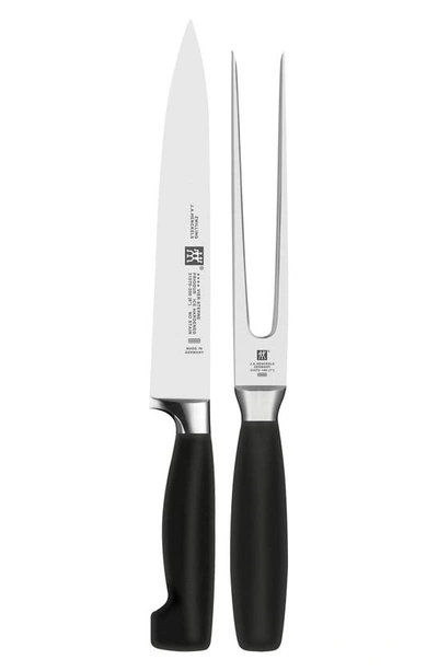 Zwilling Four Star Two-piece Carving Set In Black