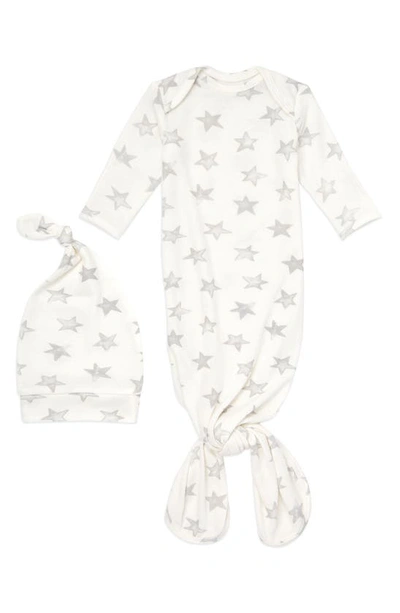 Aden + Anais Snuggle Knit Gown & Hat Set In Grey Star