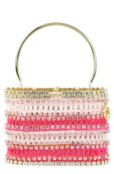 Rosantica Holli Tricot Crystal Crochet Evening Bag In Gold Multi
