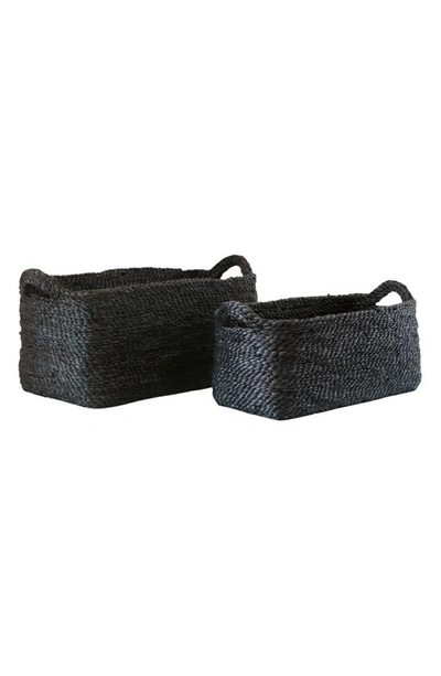 Will And Atlas Set Of 2 Rectangular Jute Tray Baskets In Charcoal