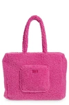 Ugg Large Adrina High Pile Fleece Tote In Neon Pink