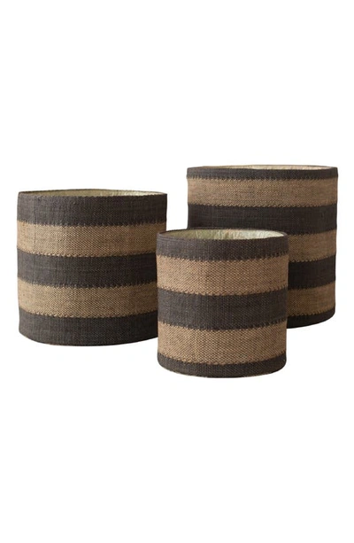 Will And Atlas Set Of 3 Jute Storage Baskets In Charcoal