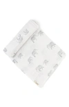 Pehr Print Organic Cotton Swaddle In Elephant/ Grey