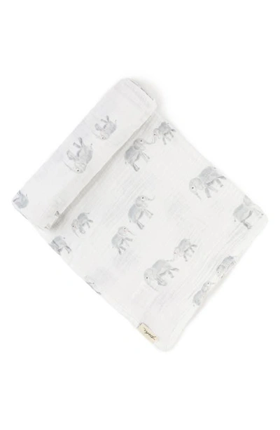 Pehr Print Organic Cotton Swaddle In Elephant/ Grey