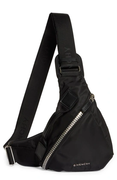 Givenchy Small G-zip Triangle Sling Backpack In Black