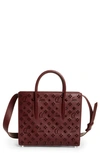 Christian Louboutin Medium Paloma Studded Leather Satchel In Bordeaux/ Bordeaux