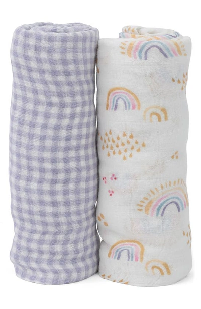 Little Unicorn 2-pack Muslin Swaddle Blanket In Rainbow Gingham