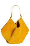 Khaite Medium Lotus Suede Tote In Mustard