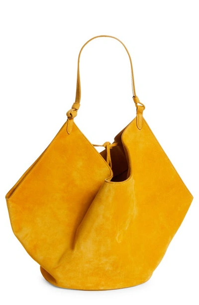 Khaite Medium Lotus Suede Tote In Mustard