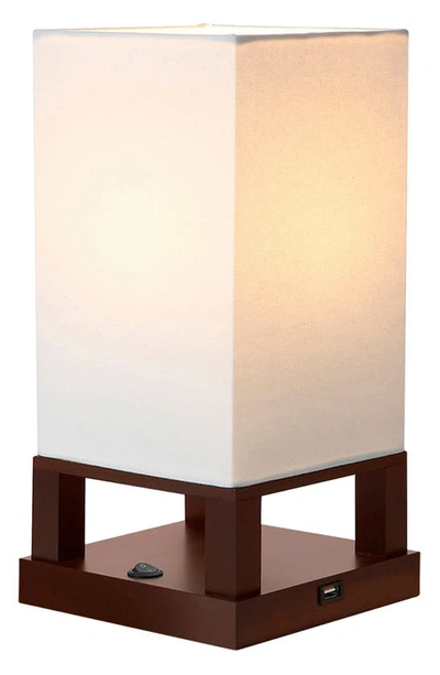 Brightech Maxwell Led Table Lamp With Usb Port In Havana Brown