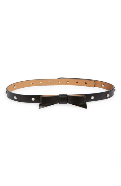 Kate Spade Imitation Pearl Bow Belt In Black