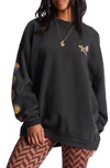 Billabong Ride In Cotton Blend Graphic Sweatshirt In Black Sands