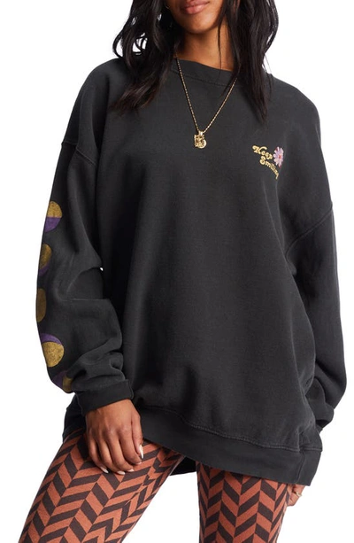 Billabong Ride In Cotton Blend Graphic Sweatshirt In Black Sands