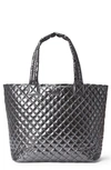 Mz Wallace Large Metro Deluxe Tote In Anthracite Metallic/gunmetal